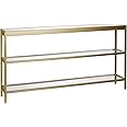 Henn&Hart 55" Wide Rectangular Console Table in Brass, Entryway Table, Accent Table for Living Room, Hallway