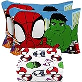 Sunny Side Up Spidey & His Amazing Friends Full Sheet Set - 4 Piece Kids Bedding Set Includes Pillow Cover - Super Soft Superhero Microfiber Sheets Features Miles Morales & Ghost Spider