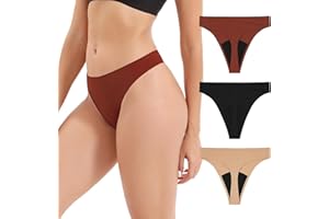 INNERSY Women's Period Thongs Underwear Seamless Leakproof Sexy No Show Panties 3-Pack
