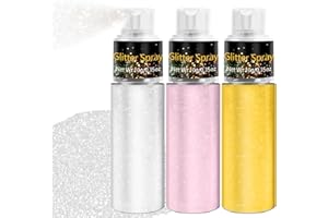 AMAZFLY 3 Color Glitter Spray Set, Hair and Body Glitter Spray, Long-Lasting Glitter Body Spray for Face, Hair and Clothes, Spray glitter for Stage Makeup, Festival Rave Accessories,10g*3 (3 Color)