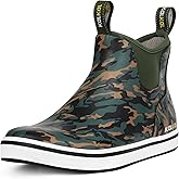 Kalkal Men's Deck Boots Anti-Slip Saltwater Fishing Rain Boots with Memory Foam, Waterproof Rubber Ankle Work Boots for Sailing (Size 7-14)