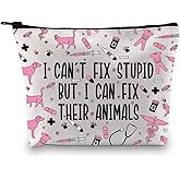 Zuo Bao Veterinarian Makeup Bag Veterinary Assistant Gift I Can Fix Their Animals Cosmetic Bag Vet Tech Student Graduation Gift (Fix Animals)