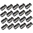 30Pcs Black Cord Locks, Stop Plastic End Single Hole Spring Loaded Toggle Clamp Slider Draw String Stopper Clips Clothing Sewing Cinch Tight Bag Climbing