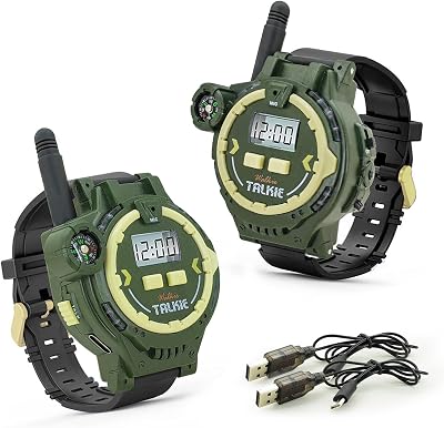 YTSWELE Rechargeable Walkie Talkie Watch Kids 250m Flashlight Toy Gift Ages 5-8
