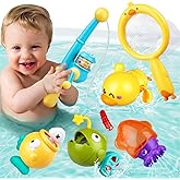 Baby Bath Toys for Kids, Magnetic Fishing Games with Floating Bathtub Wind-Up Toys & Fishing Net, Fishing Rod Water Pool Toys