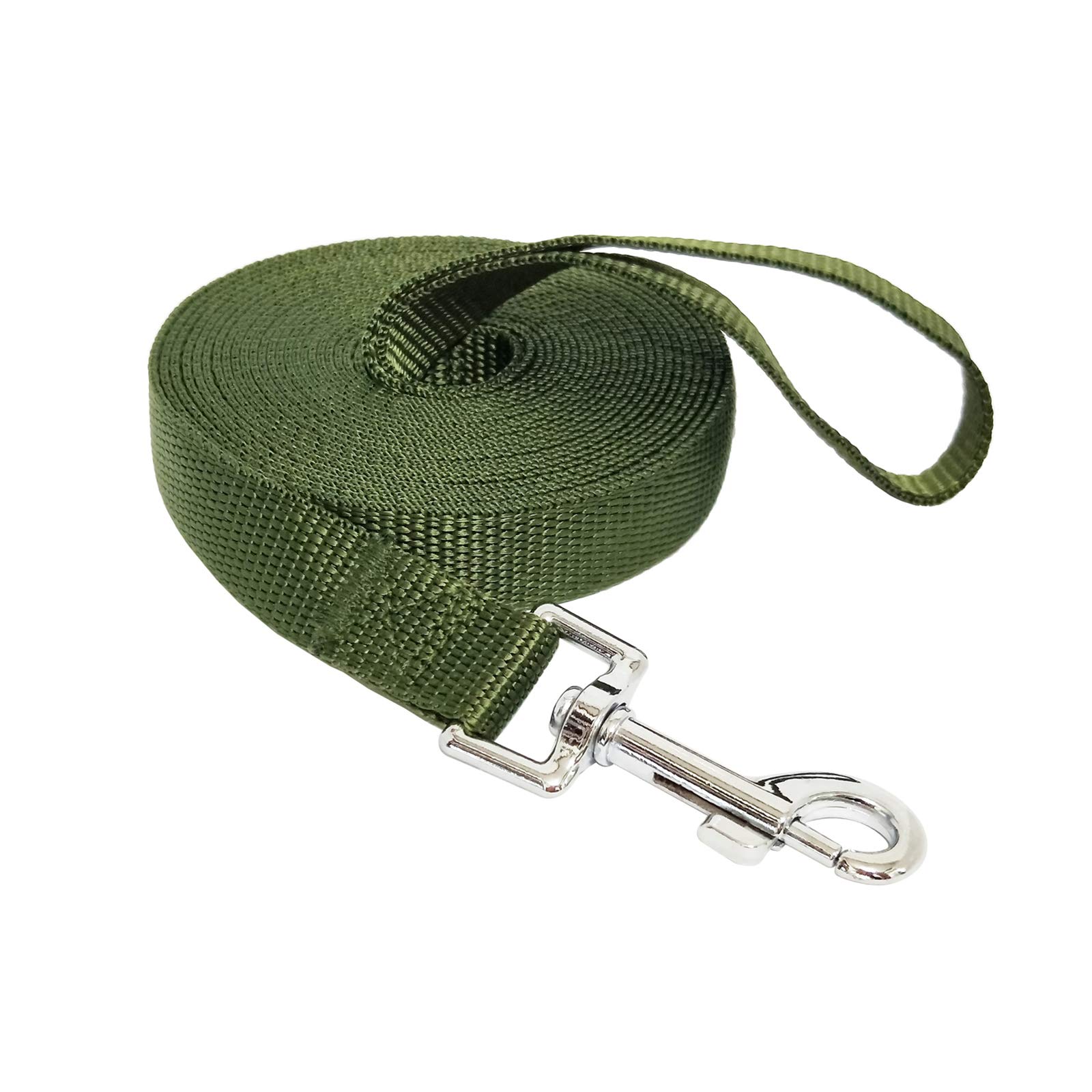 Nylon Training Dog Leash for Small Medium Large Dogs, 15ft 20ft 30ft 50ft Long Leash Dog/Puppy Lead for Obedience Recall Training, Camping (15ft, Green)