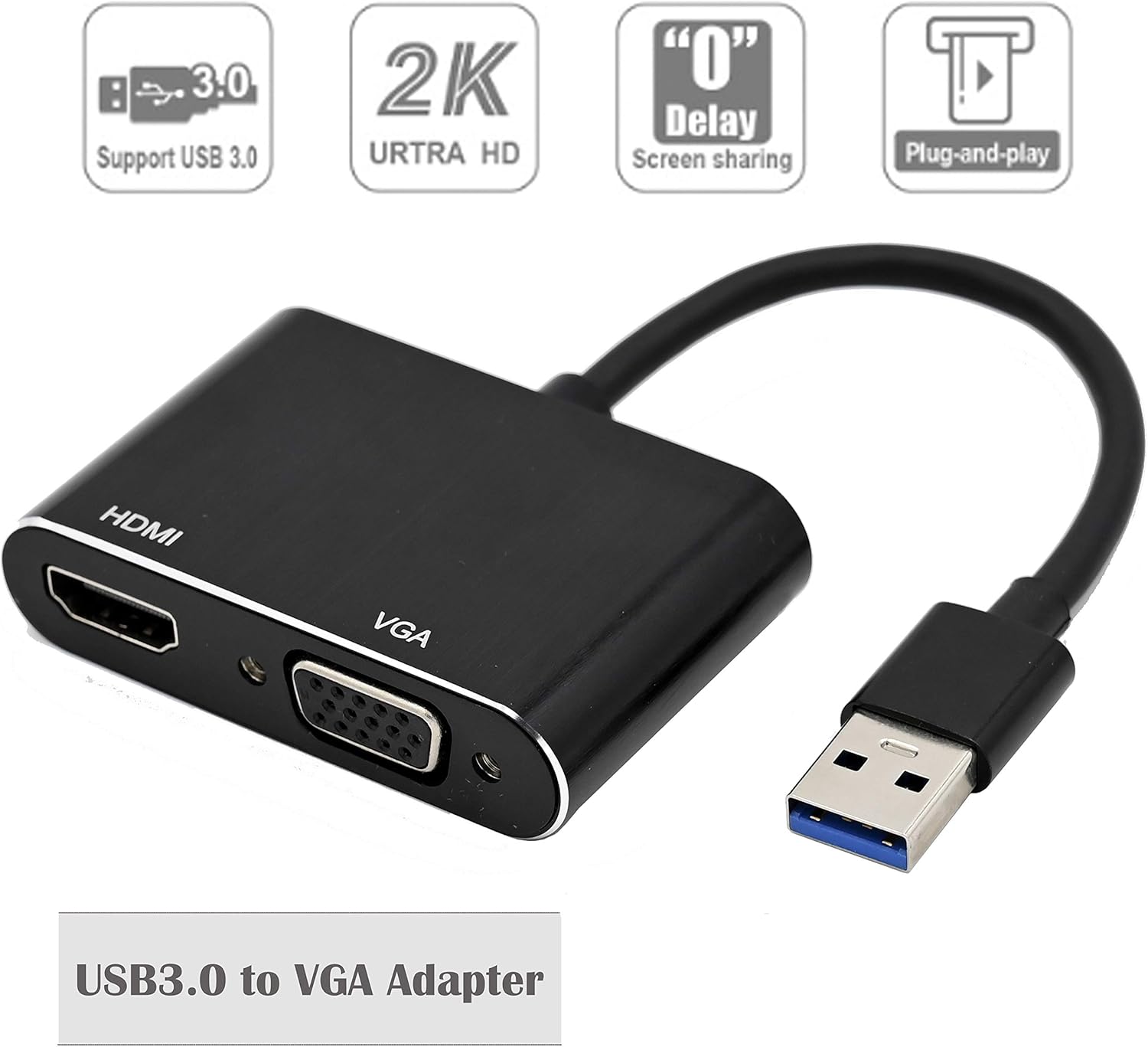 HDMI VGA Adapter USB3.0 to VGA HDMI Video Converter 1080P Display