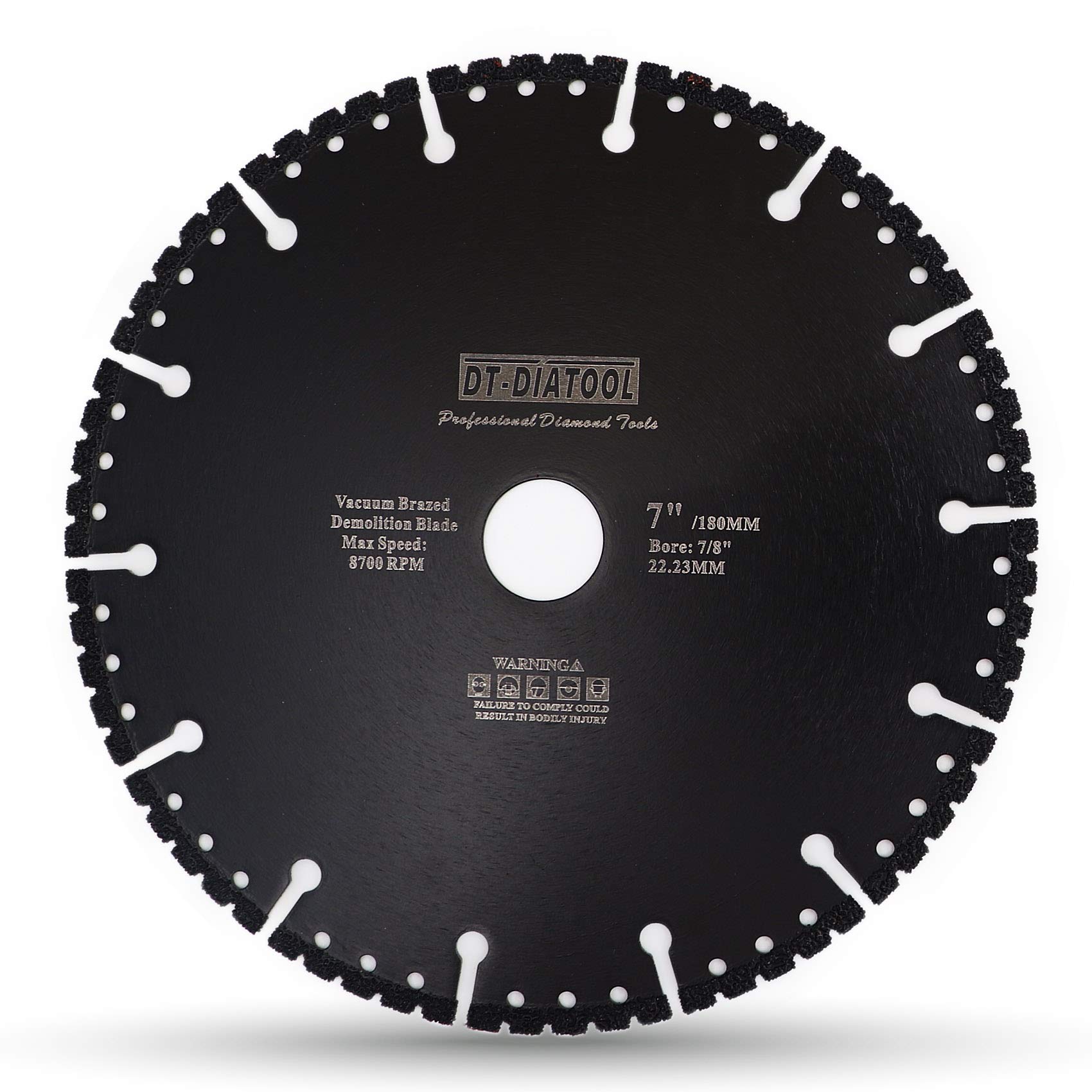 DT-DIATOOL Diamond Saw Blade 7 Inch / 180mm Multi Purpose Cutting Disc for Reinforced Concrete Steel Metal Rebar PVC All Tough Materials