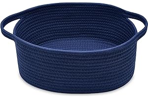 ABenkle Small Basket with Handles - Decorative Durable Rope Woven Storage Bin Shelf Storage Organizer Cube, Easter Baby Gift Basket, 12"x8"x5"