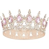 YOUlDIANZI Queen Crown Rhinestone Wedding Crowns and Tiaras for Women Costume Party Hair Accessories Princess Birthday Crown Crystal BridalCrown(Rose Gold Pink Crown)