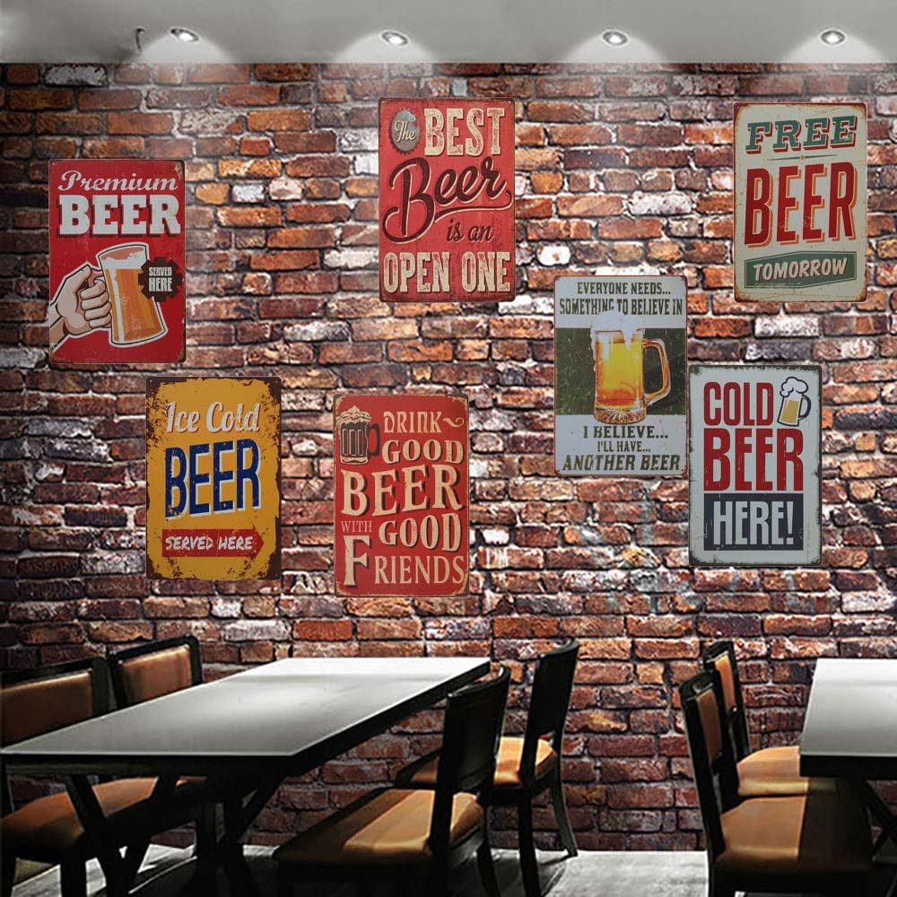 DWE Bar Poster, Metal Vintage Personalised Beer Advertising Poster Sign Plauqe Wall Decor Retro Bar Pub (Red) - Image 5