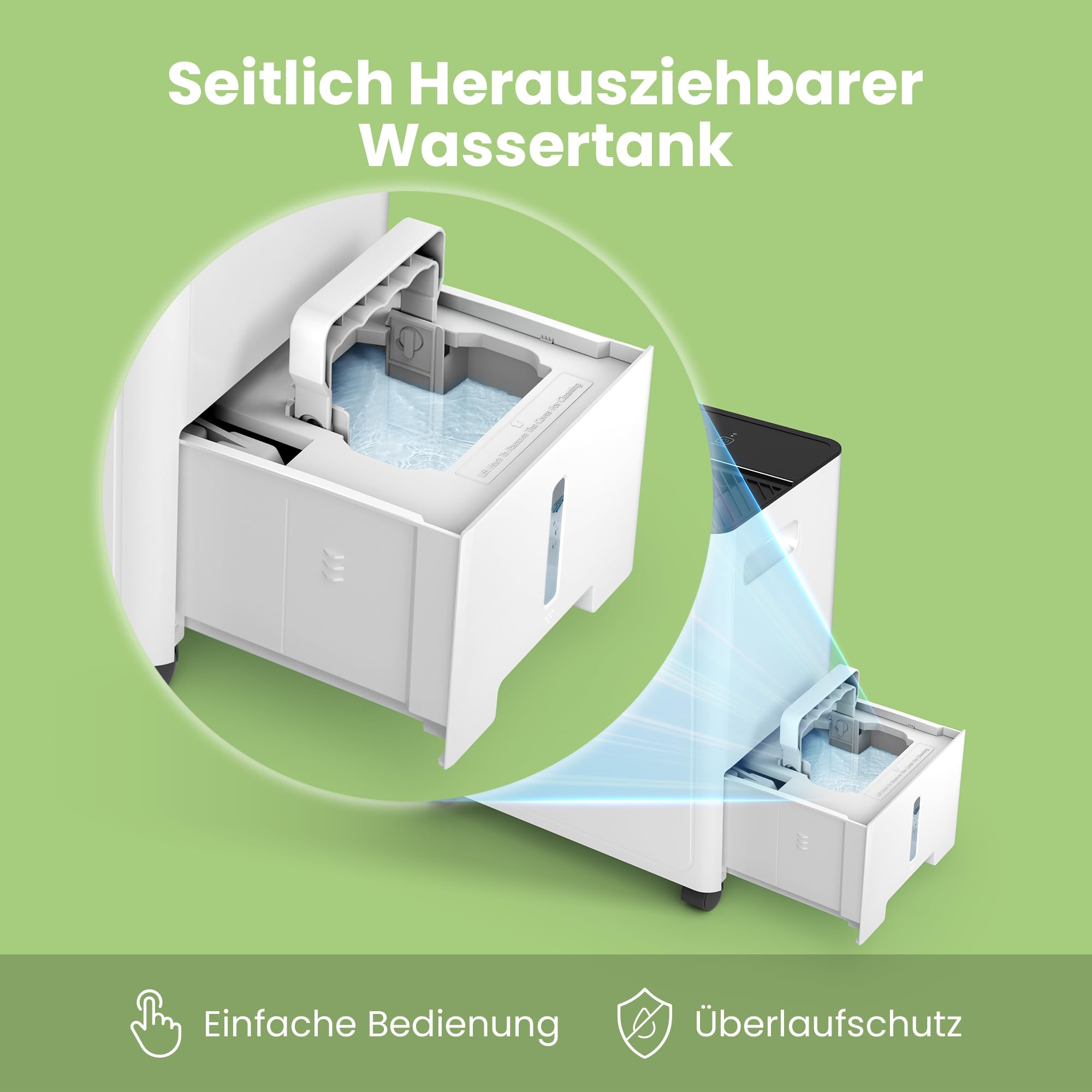 COMFEE CDDAE-30DEN7-QA3 Luftentfeuchter 30L/Tag für bis zu 73㎡, 3-Liter-Tank, drehbare Räder, Trocknungsmodus, Geräuschreduzierung, Automatische Abtauung 6