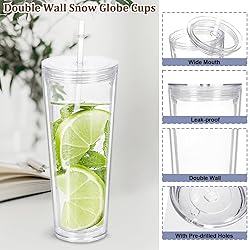 Micellwuu 6 Pack 24Oz Acrylic Snow Globe