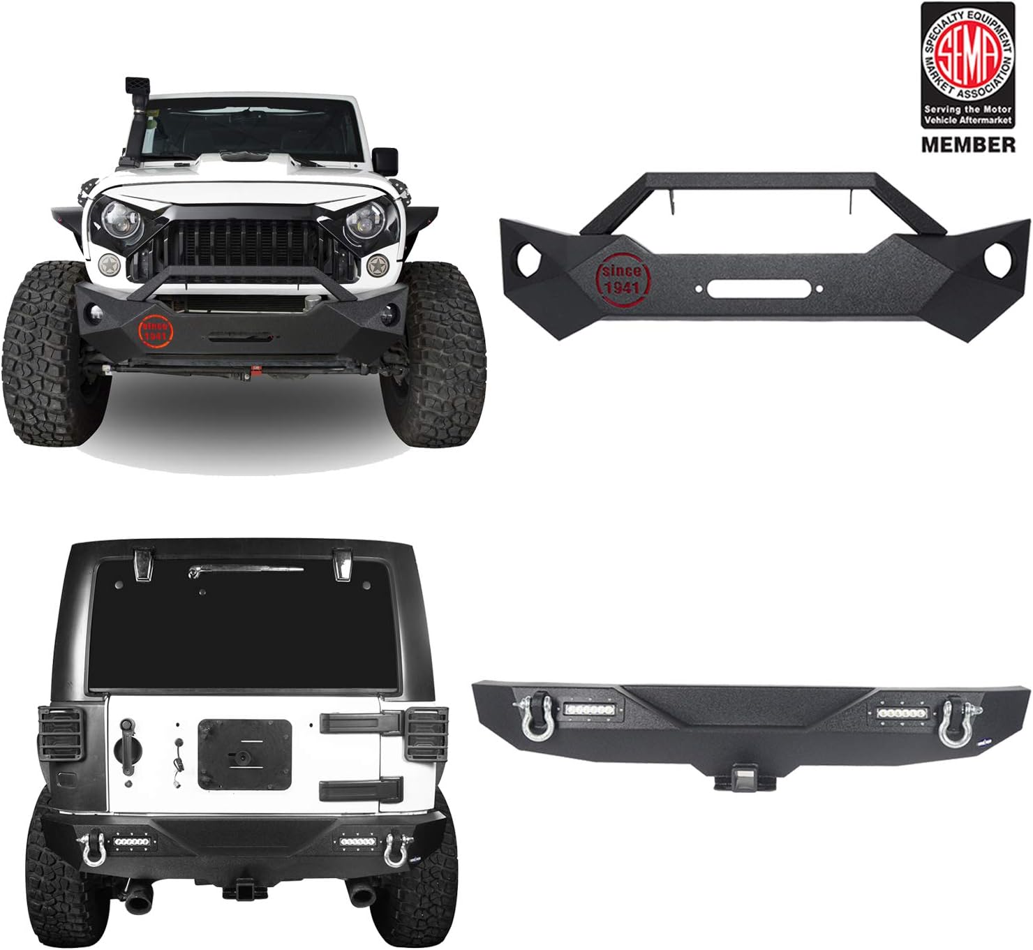 uBox Jeep Front and Rear Bumper Combo for 20072018 Jeep