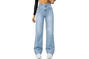FUNUCA Straight Leg Jeans for Women,High Waisted Wide Leg Loose Microelastic Boyfriend Denim Pants