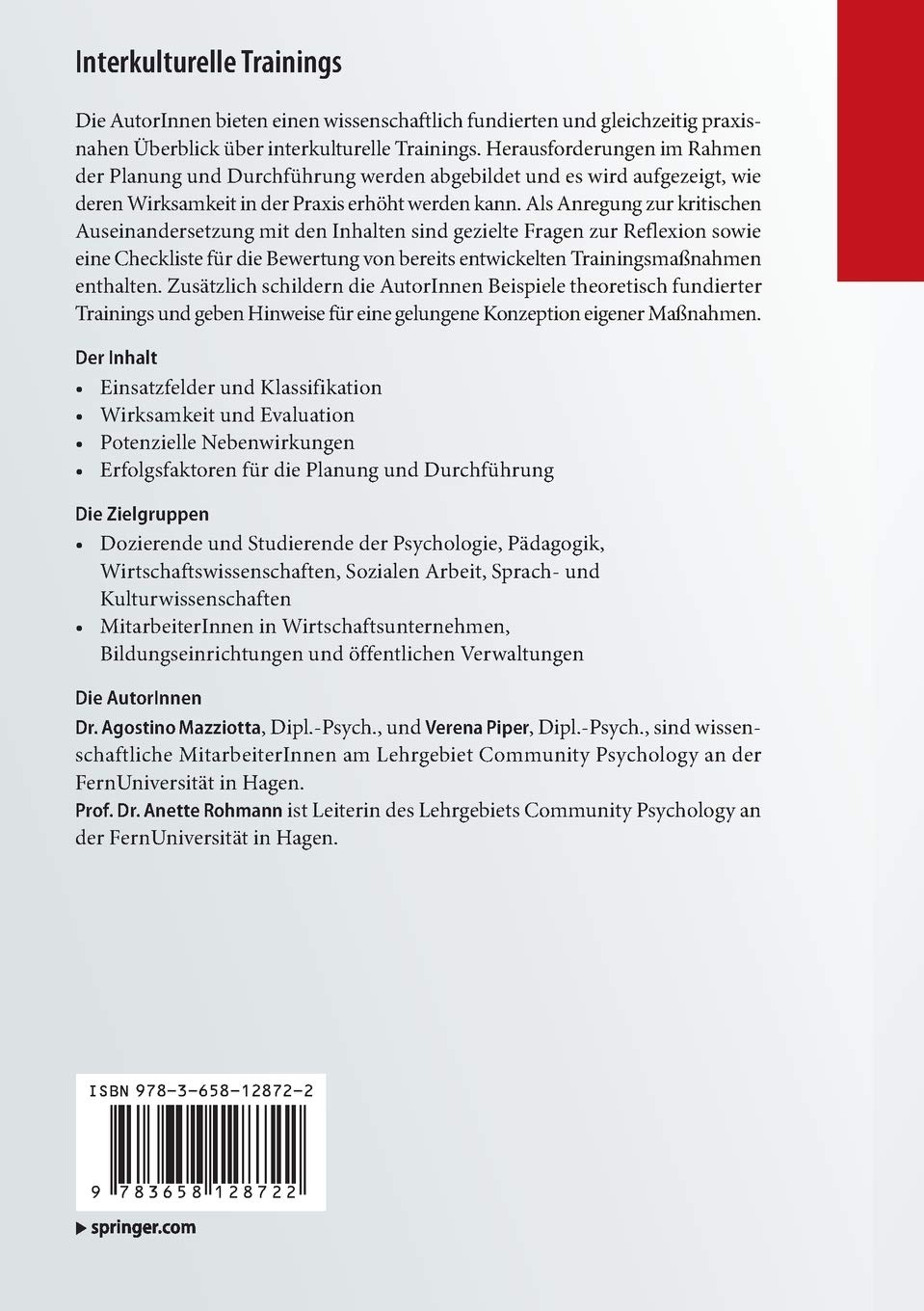 Interkulturelle Trainings Ein Wissenschaftlich Fundierter Und Praxisrelevanter Uberblick Essentials Amazon De Mazziotta Agostino Piper Verena Rohmann Anette Bucher
