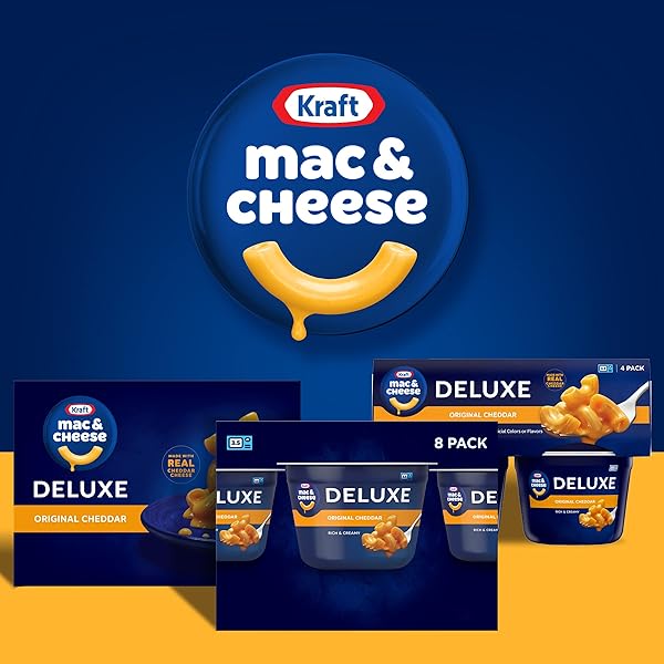 KRAFT DELUXE ORIGINAL MAC & CHEESE MACARONI AND CHEESE DINNER MICROWAVABLE DINNER, 8 CT BOX, 2.39 OZ CUPS