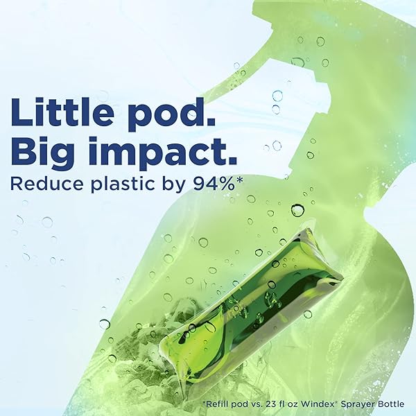 WINDEX DISSOLVE CONCENTRATED PODS, MULTISURFACE CLEANER STARTER KIT CONTAINS 1 REUSABLE BOTTLE, 1 CONCENTRATED DISSOLVABLE POD