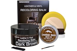 NADAMOO Dark Brown Leather Recoloring Balm with Mink Oil Leather Conditioner, Leather Repair Kits for Couches, Restoration Cream Scratch Repair Leather Dye for Vinyl Furniture Car Seat, Sofa, Shoes