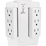Globe Electric 6 Outlet Swivel Surge Protector Wall Tap, 2100 Joules, White Finish, 7732001