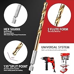 AIMLENTOOL 13PC 1/4" Titanium Coated Twist Hex
