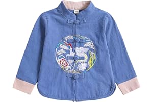 Pukdaswr Boy Tang Suit Retro Long Sleeve Shirt Chinese New Year outfit Chinese Traditional Clothes for Kids Jackets Coat