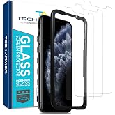 Tech Armor Screen Protector for iPhone 11 Pro Max, XS Max, Ballistic 3-Pack | 9H tempered glass, case-friendly fit, guided in
