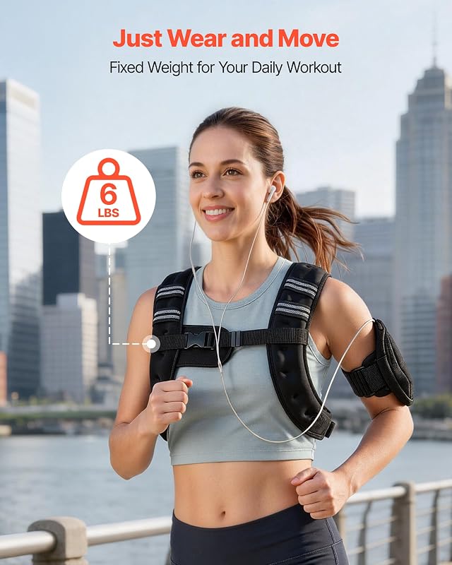 Gilet Lesté 2,79 kg, Veste Lestée Respirante, pour Marche Course Jogging Randonnée Entraînement Croisé Fitness, Gilet de Poids pour Musculation avec Bande Réfléchissante et Boucle Réglable