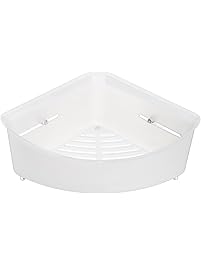 AmazonBasics Corner Shower Basket with Suction Mount - White