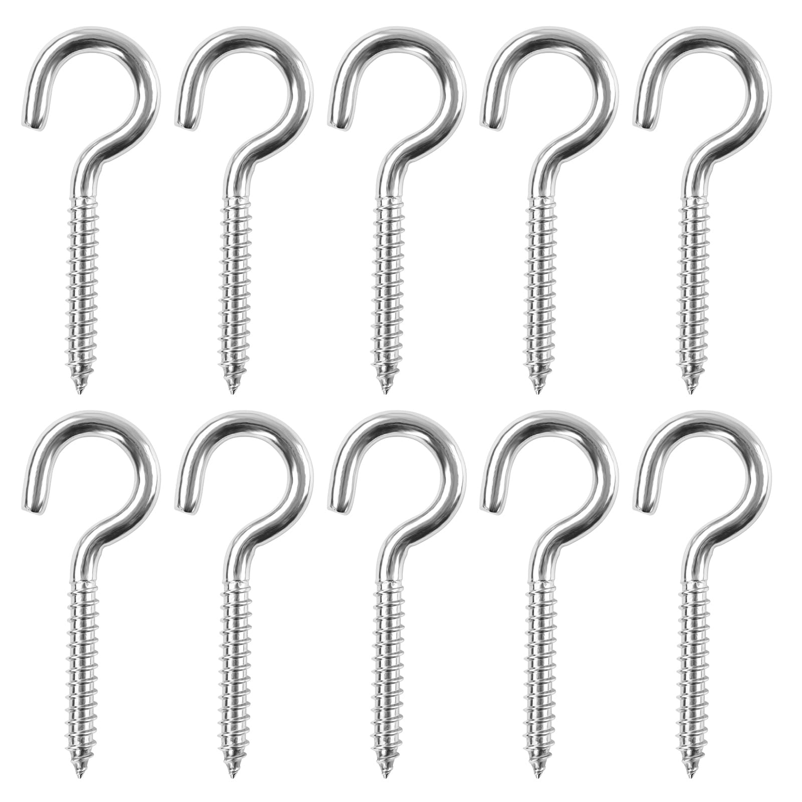 XIATIAN M6 Screw-in Hooks, Stainless Steel Screw Hooks, 10 Pcs Heavy Duty Cup Hooks Screw in Hooks, Plain Ceiling Cup for Hanging Lights Eye Hooks for Home, Office, Outdoors