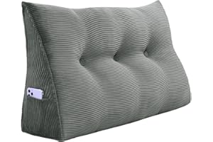 BNCKTRD Fully Stuffed Thicken Headboard Pillow Twin XL Dorm Padded Headboard Soft and Firm Support Large Bolster Triangular Bed Wedge Pillow Backrest Positioning Bed Rest Reading Pillows Gray