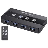 Cable Matters 4-Port USB 3.0 Switch for 4 Computers, USB-C Host Support | USB Sharing Switch, 4x USBA Peripherals, Includes USBC Adapter for USBC, USB4, Thunderbolt 4/5