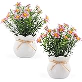 Vnezakl Artificial Daisy Flowers Potted Fake Plants Indoor Outdoor UV Resistant Faux Silk Bouquets All-Season Home Decor for Vase Table Desk Garden Party