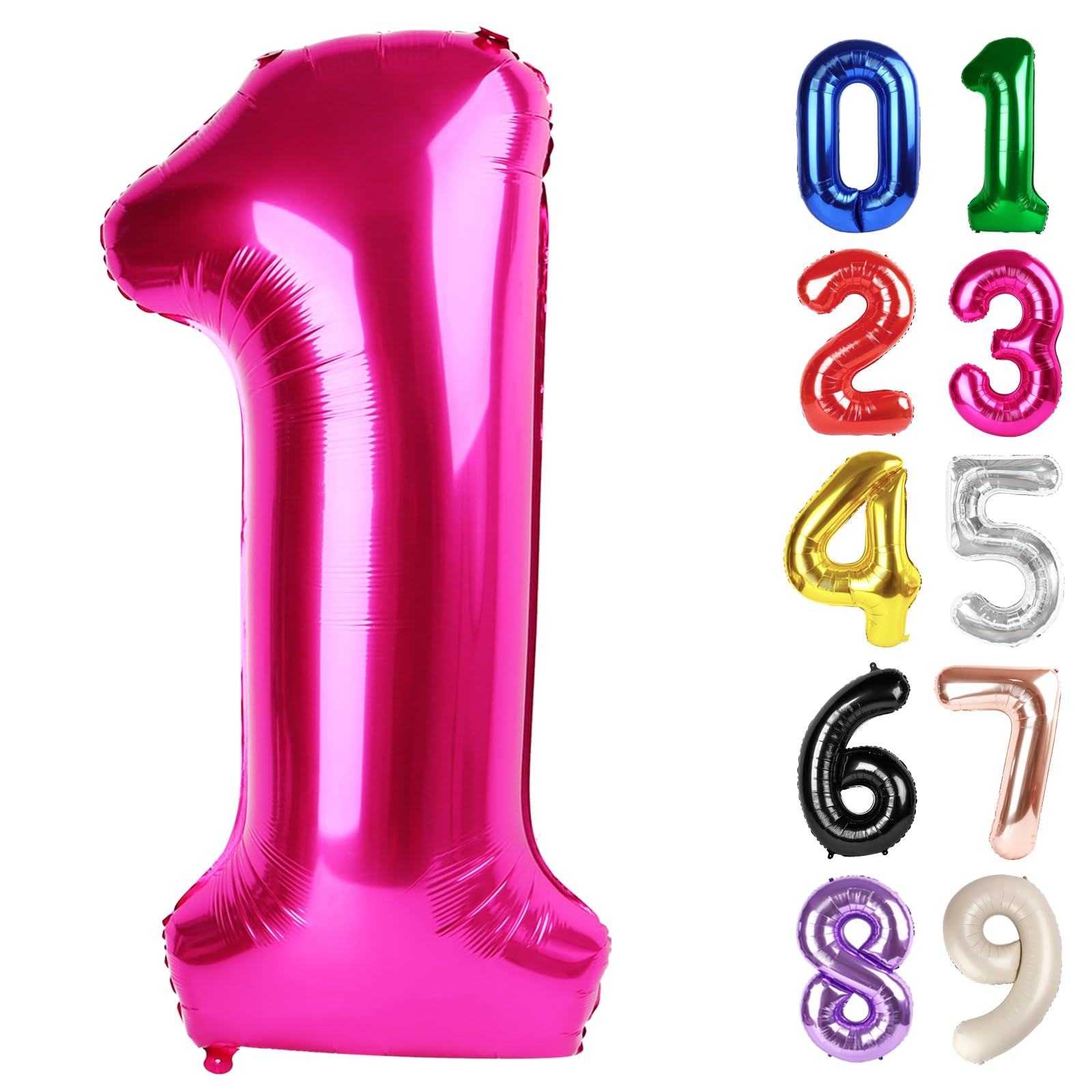 Photo 1 of 1 Balloon - Hot Pink Birthday Number Balloons, 40 Inch Large Foil Balloons for Men Women Boys Girls Hot Pink Themed Birthday Decorations