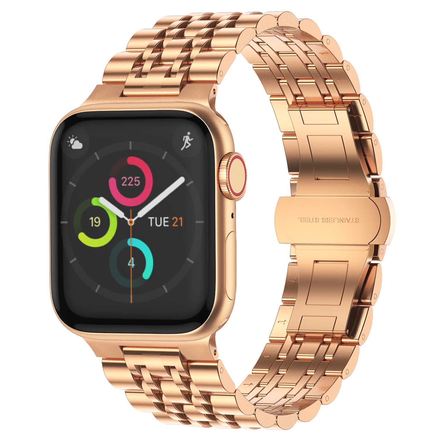 Tasikar Compatible with Apple Watch Strap 49mm 46mm 45mm 44mm 42mm, Stainless Steel Metal Strap Compatible for Apple Watch Ultra 2 Ultra SE Series 10 9 8 7 6 5 4 3 2 1 (Rose Gold)