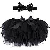 HUAANIUE Newborn Baby Girl Fluffy Soft Tutu Skirt with Diaper Cover,Toddler Girl Tutu Skirt with Headband
