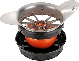 GEFU 13590 Premium Tomaten-/Apfelteiler POMO - Birnenschneider - Tomatenteiler aus Edelstahl - Obstschneider mit Schneidunterlage und handlichen Griffen