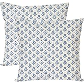 PANDICORN Block Print Throw Pillow Covers 20x20 Inch Set of 2 Vintage Blue Floral Boho Outdoor Spring Farmhouse Decorations Decorative Throw Pillows Cases for Home Bed Living Room Couch Décor