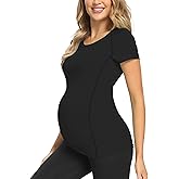 GLAMIX Women's Maternity Active Tops Short Sleeve Yoga Shirts Workout Athletic Pregnancy Clothes
