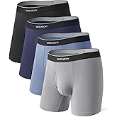 DAVID ARCHY Mens Underwear Breathable Second Skin Soft Modal Boxer Briefs for Men Pack, Wide Waistband No Ride Up