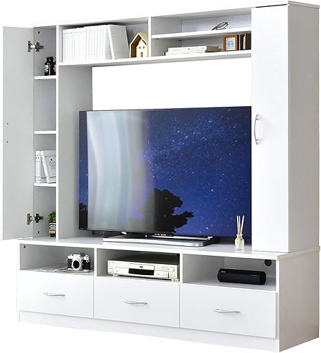 Amazon Co Jp Doris テレビ台 壁面収納 一体型 幅160cm テレビボード Tvボード 46型対応 壁面ユニット 引き出し オープン収納 扉収納 組立式 ホワイト ヴァント ホーム キッチン