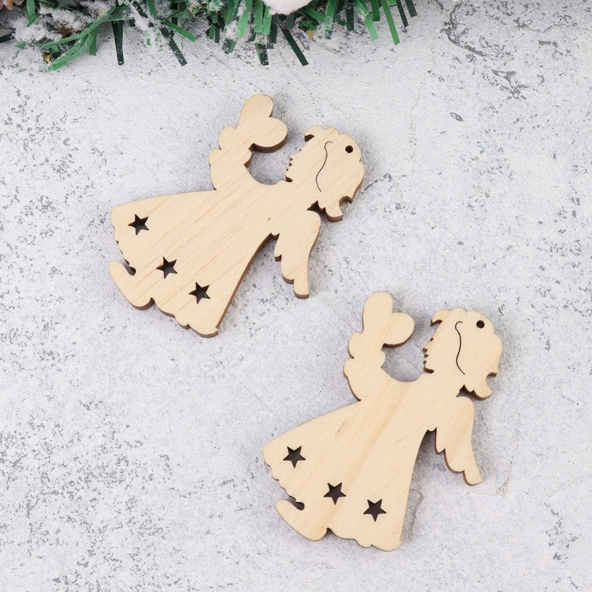 Unfinished Wood Woodcrafts Happyyami 10pcs Hanging Wooden Christmas Tree Decorations Ornaments Unfinished Wood Angel Cutouts Shapes Wooden Slices For Diy Craft Painting Uni Tankers Dk