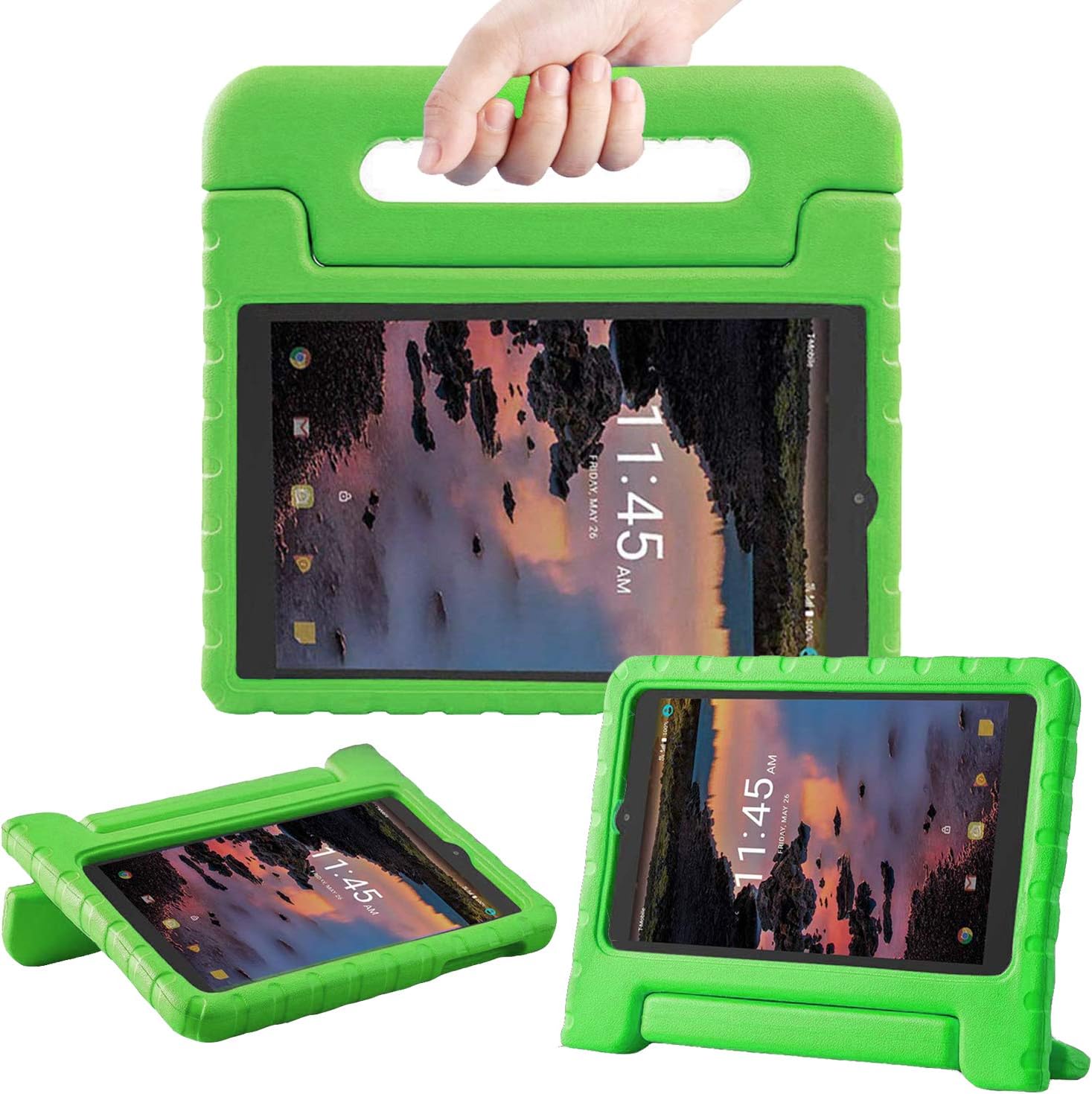 TIRIN Case for Alcatel Joy Tab 8/ Alcatel 3T/ A30 8 Tablet - Light Weight Shock Proof Convertible Handle Stand Kids Case for Alcatel Joy Tab 2019/ Alcatel 3T 2018/ Alcatel A30 2017 8'' Tablet, Green