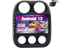 Pyniro Car Radio Stereo Upgrade for Jeep Compass/Patriot 2010-2016, Android Head Unit with 10.1 Inch Touch Screen/Backup Camera/Wireless CarPlay & Android Auto/Mirroring/Wi-Fi/Bluetooth/FM/SWC