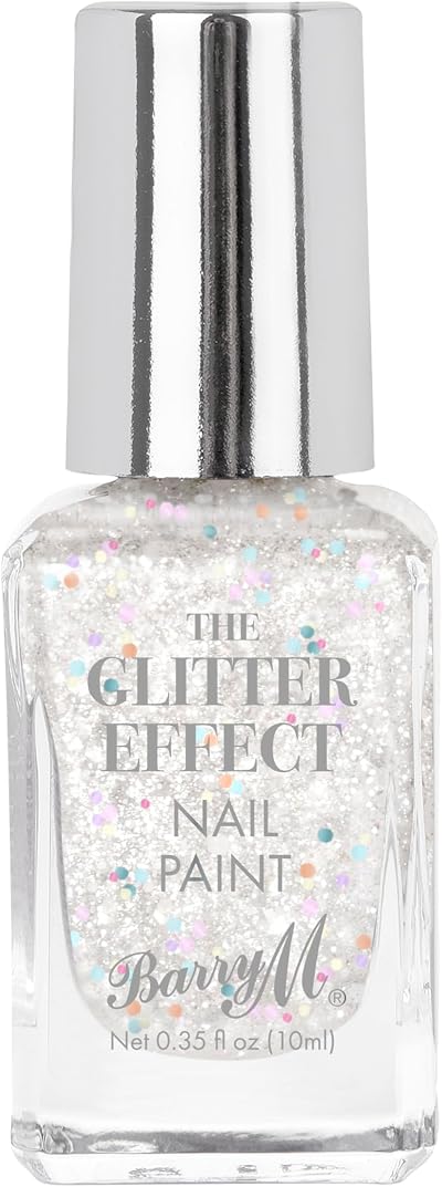 Barry M Glitter Effect Nail Paint White Party Pearl White Glitter Nail Polish