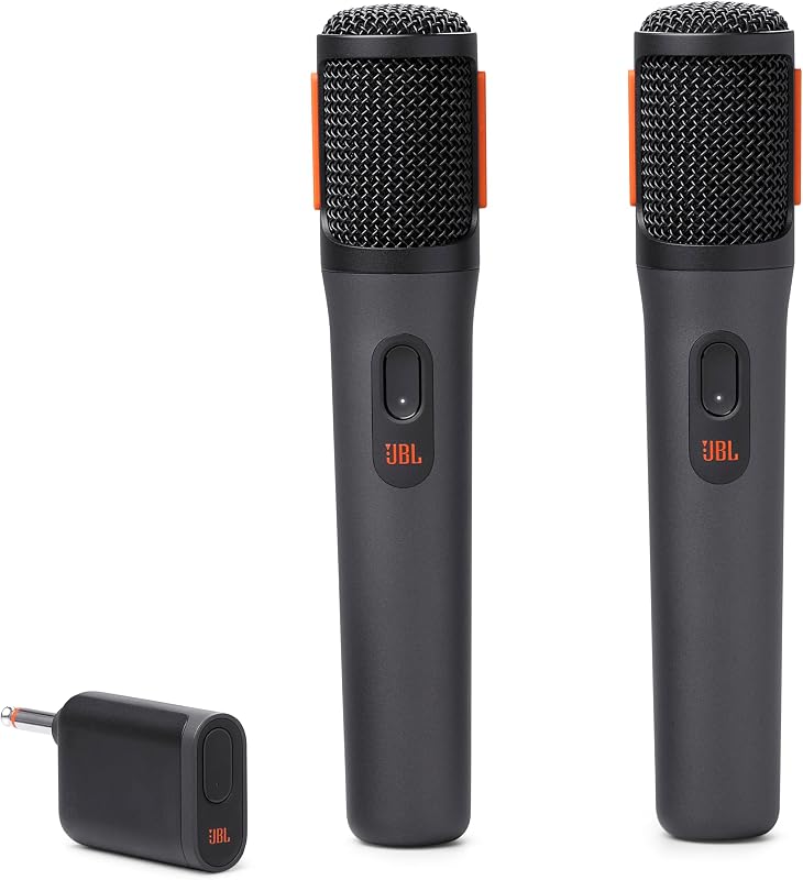 PartyBox JBLPBWIRELESSMIC - Juego de micrófonos inalámbricos Digitales, dinámicos unidireccionales, Distancia efectiva de hasta 30 m, Color Negro