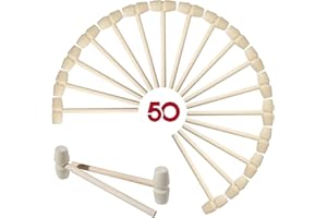 50 Pcs Mini Wooden Hammers for Chocolate, Small Wood Toy Mallets for Kids