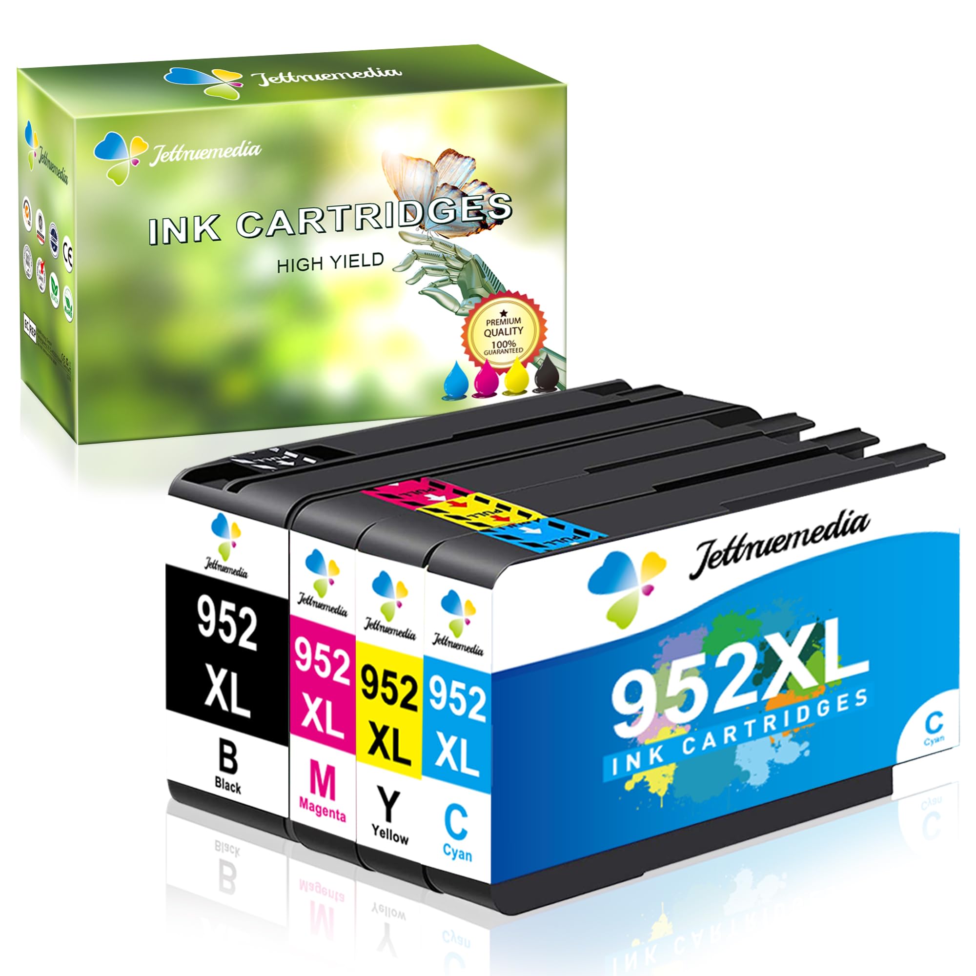 Photo 1 of Jettruemedia 952XL Ink Cartridges Combo Pack Latest Upgrade Replacement for HP 952/952XL Ink Cartridges for HP Officejet Pro 7740 8710 8210 8720 8740 8715 7720 8725 8730 Printers-4-Pack