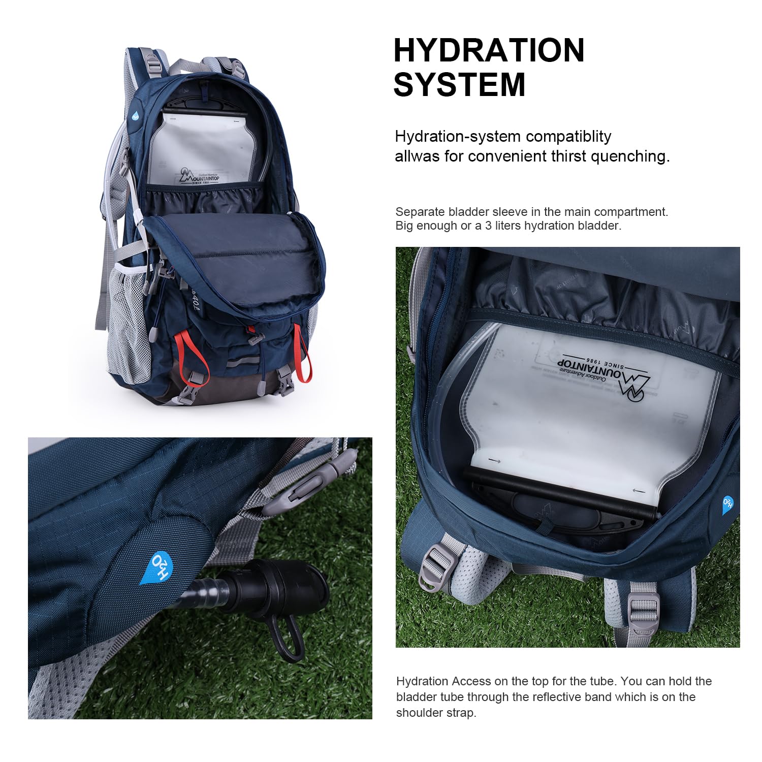 Mountaintop 40L Wanderrucksack Herren Damen Trekkingrucksack mit Regenhülle Multifunktionale Camping Klettern Reisen Outdoor Rucksäcke (Blau orange) 5