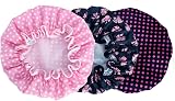 KissDate PrettyDate 3 Packs Double Layer Shower Cap Elastic Waterproof Bath Cap view 3